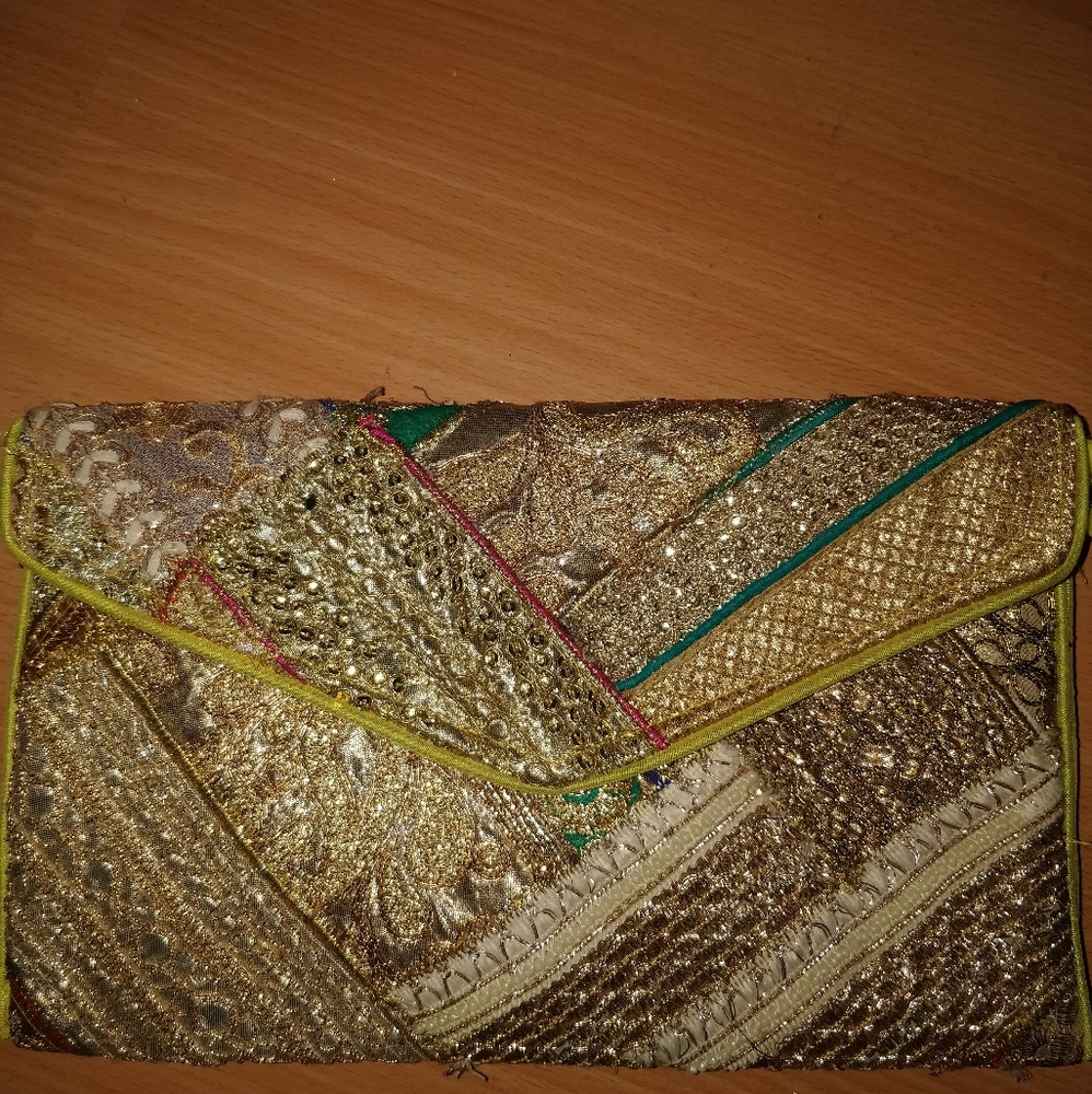HAND MADE Asian ethnic evening clutch with strap